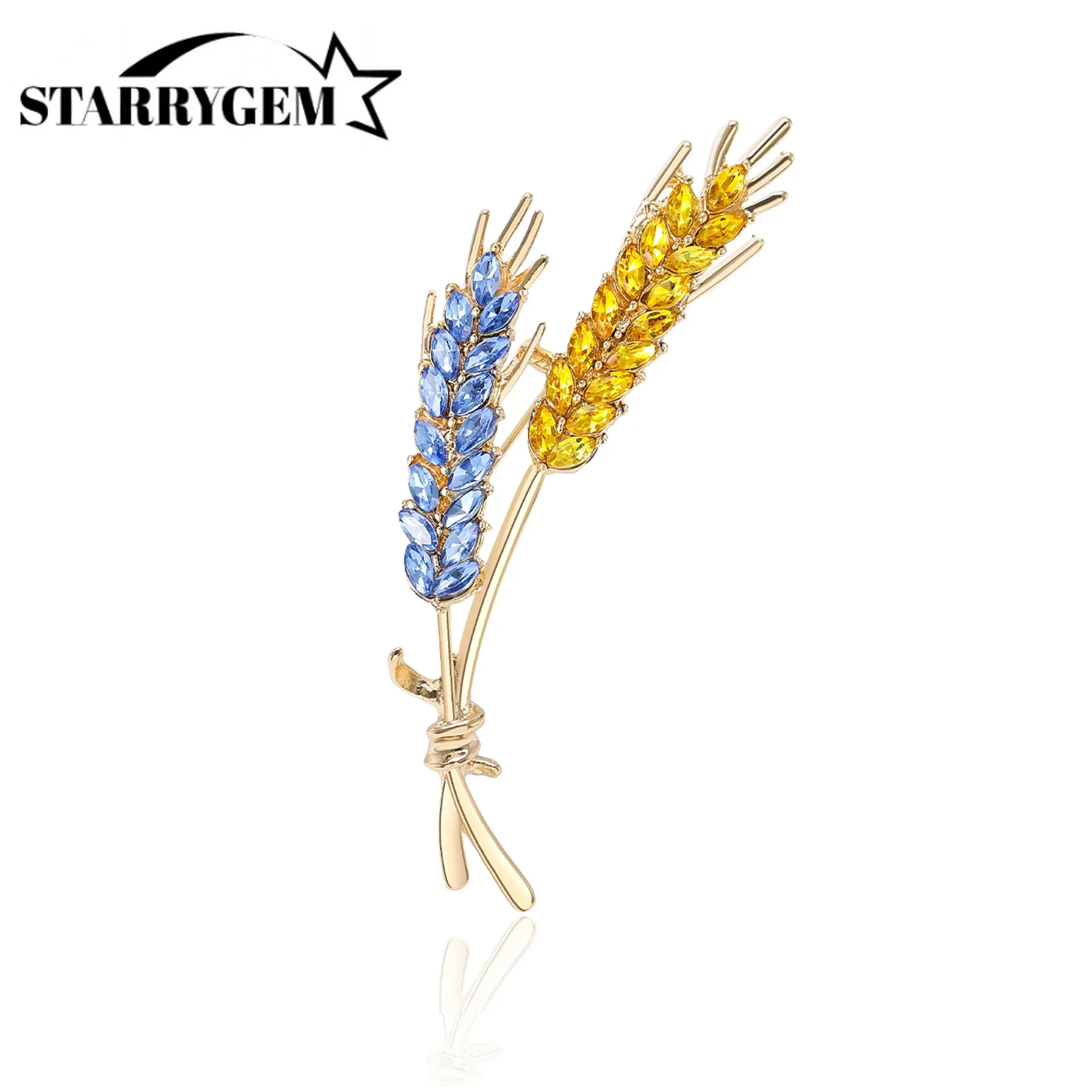 Women's Rhinestone Ear of Wheat  Brooches Blue and Yellow Plant Pins 5-Color Unisex Office Party Casual Accessories Gifts