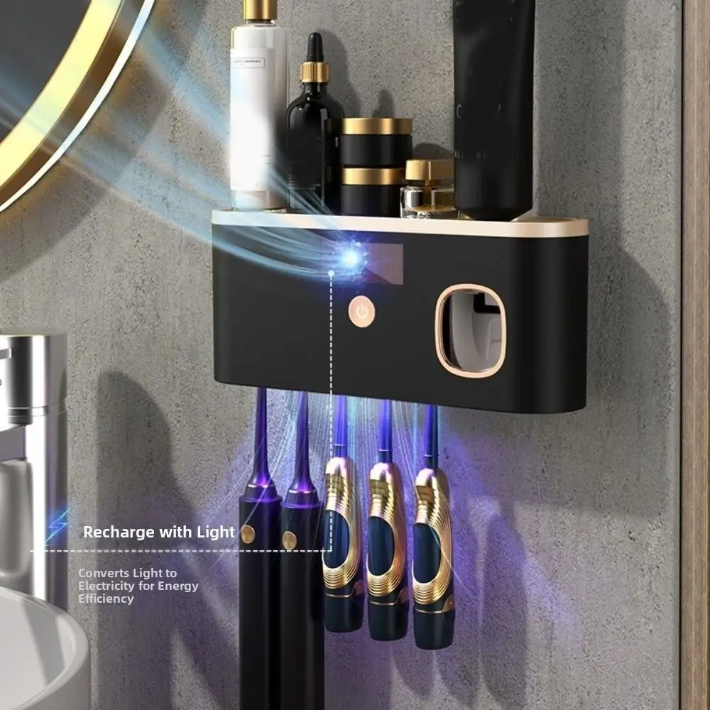 壁掛け式インテリジェント歯ブラシ除菌器-充電式ポータブルuv歯ブラシ除菌ラック-簡単設置-穴あけ不要