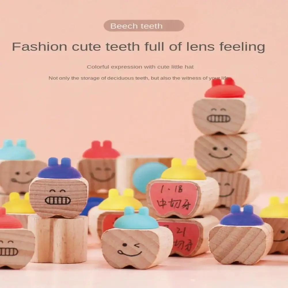 Keepsake Wooden Baby Tooth Box Hair Collection Storage Box Milk Teeth Organizer Cartoon Kid Cute Gifts Breast Teeth Case Kid