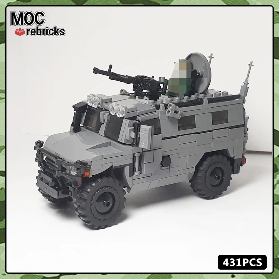 MOC Military Weapon Equipment Series Russian GAZ Tiger Armoured Vehicle Building Block Model Bricks Toys for Kid Christmas Gifts