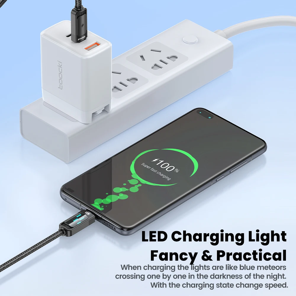 Toocki PD100W USB C إلى C كابل 1/2 متر PD 3.1 شاشة ديجيتال كابل شحن سريع لماك بوك برو شاومي سامسونج كمبيوتر محمول USB C الحبل