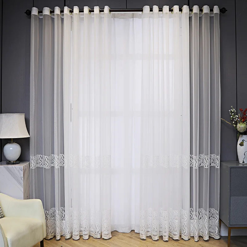 

New Curtains for Living Dining Room Bedroom White Embroidery Simple Modern All-match Window Curtain Room Decor