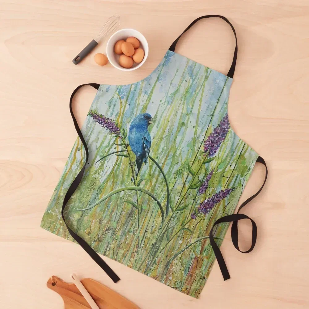 

Indigo Bunting Apron Cooking Clothes Household Items Kitchen Men kitchen Cute Kitchen Apron