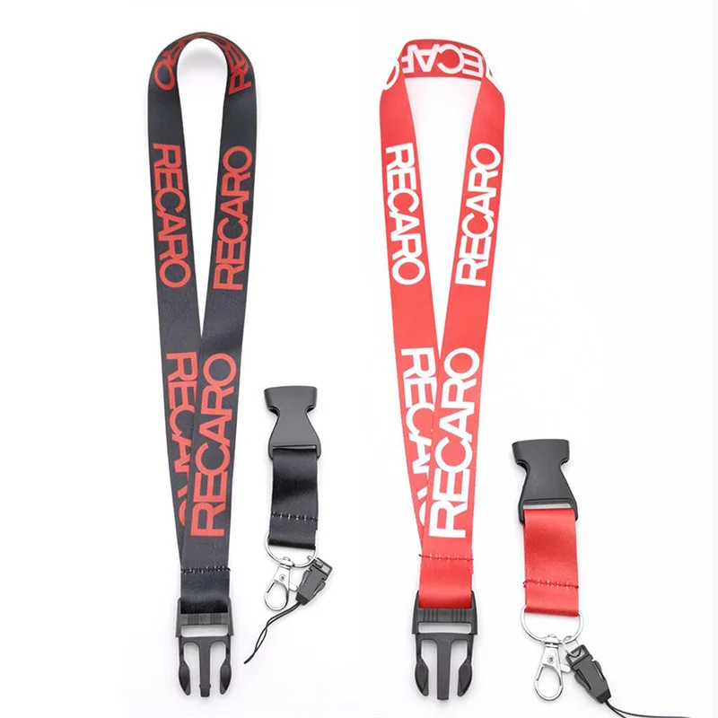 For RECARO Car Lanyard Neck Straps Key Cell Phone Work ID Card Hanging Rope JDM Style Creative Gifts Auto Keychain Accessories