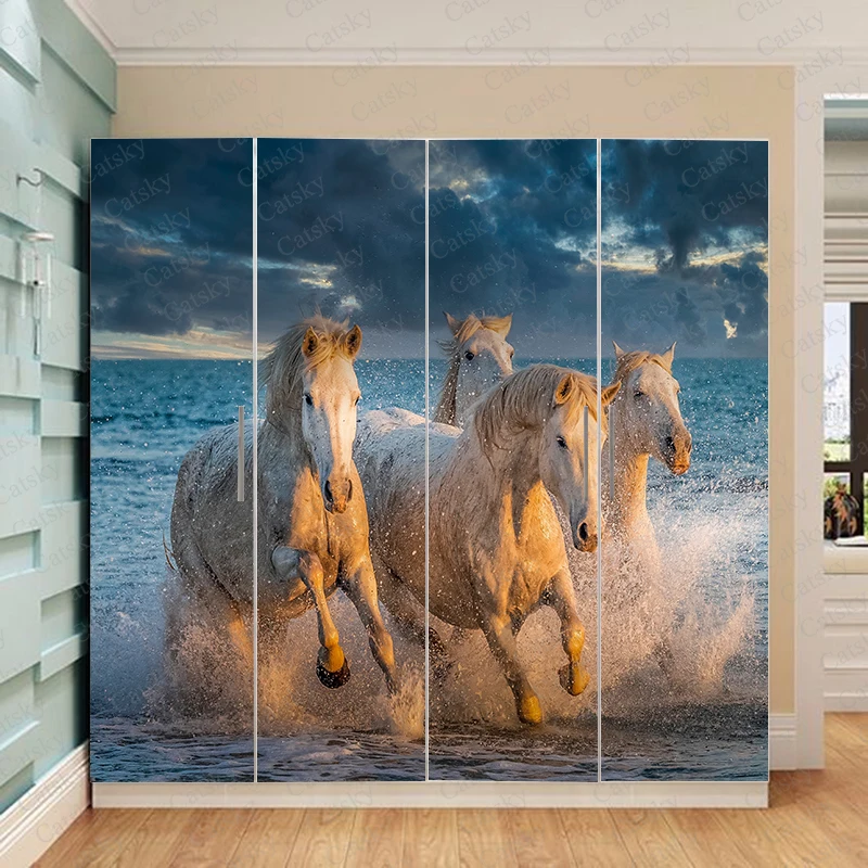 horse animal wardrobe stickers bedroom window refrigerator stickers decorative stickers cabinet custom decals