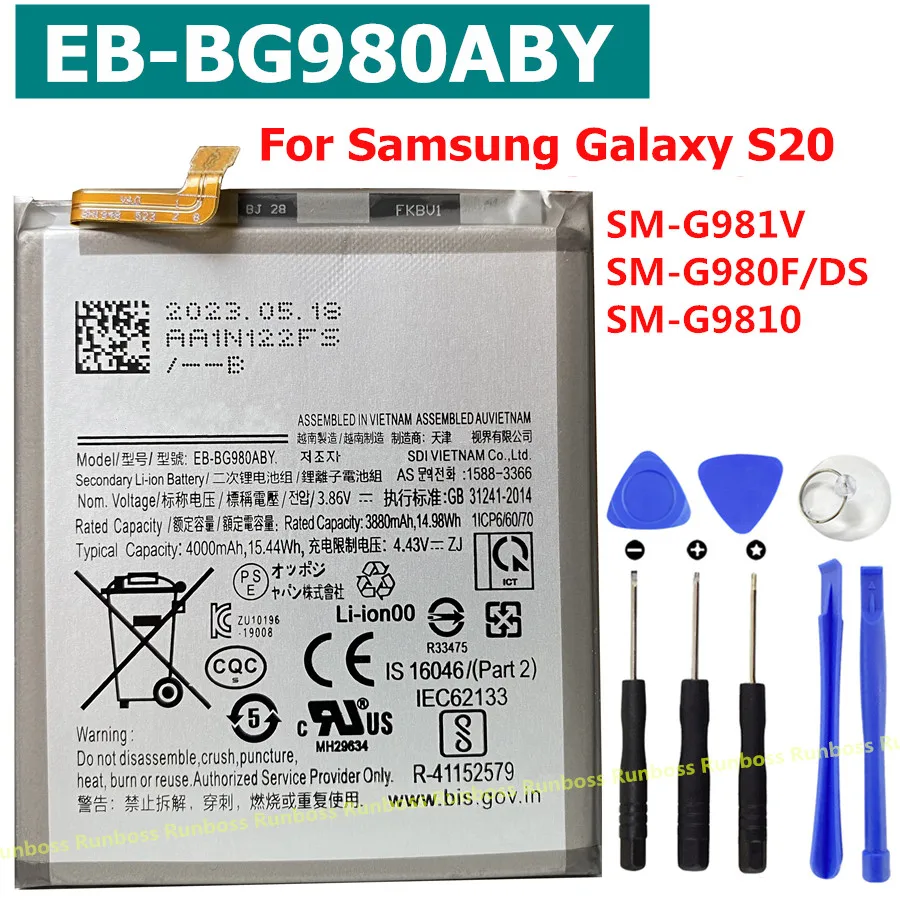 

New EB-BG980ABY 4000mAh High Quality Battery For Samsung Galaxy S20 4G, S20 5G SM-G981V SM-G980F/DS SM-G9810 Smart Phone