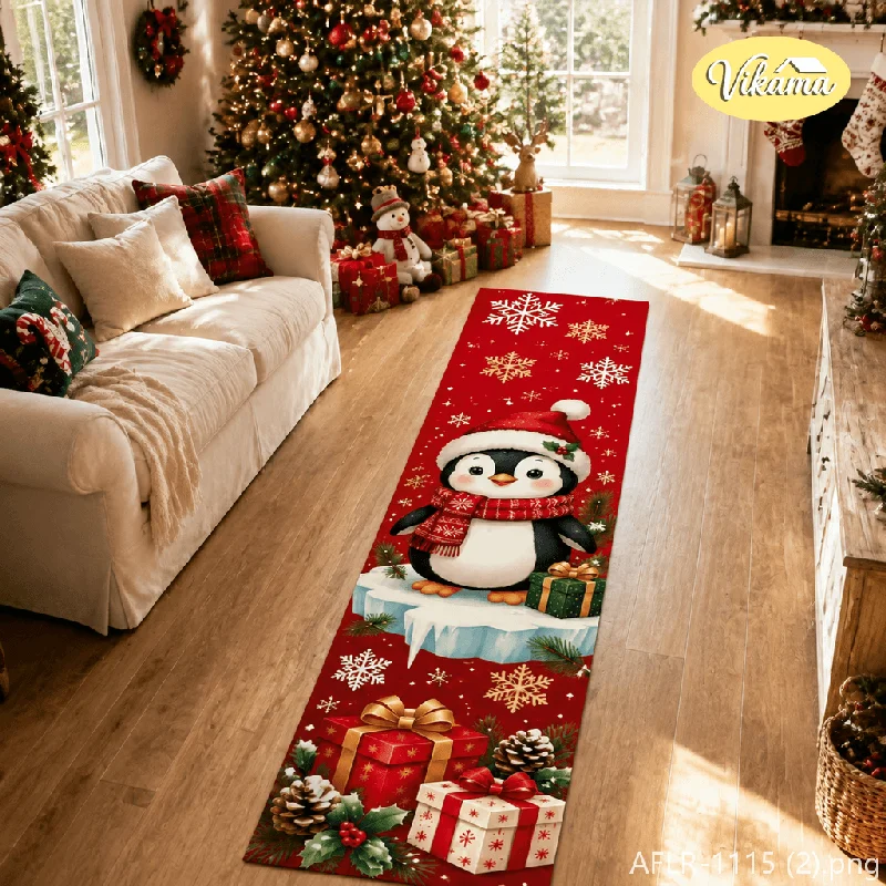 VIKAMA Christmas Festival Corridor Long Carpet Soft Anti Slip Kitchen Floor Mat Washable Entrance Passage Runner Rug Home Decor