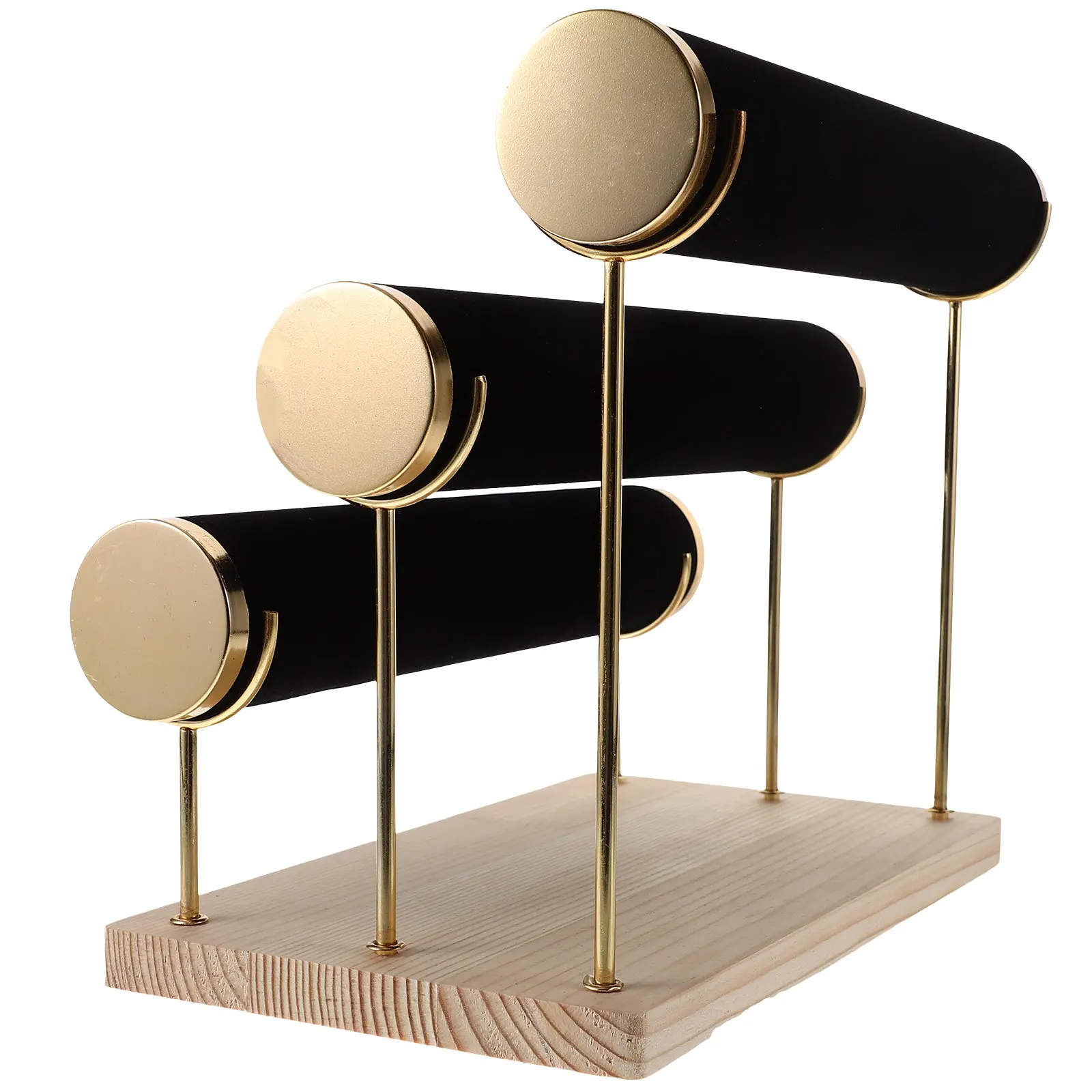 

Bracelet Display Stand 3 Layer Detachable Jewelry Holder for Watches Bracelets Bangles Home Store Use Lint Alloy Wood Material