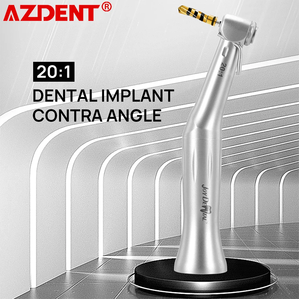 

AZDENT Dental Implant Reduction 20:1 Low Speed Contra Angle Handpiece Button Type Chuck for Various E-type Motors