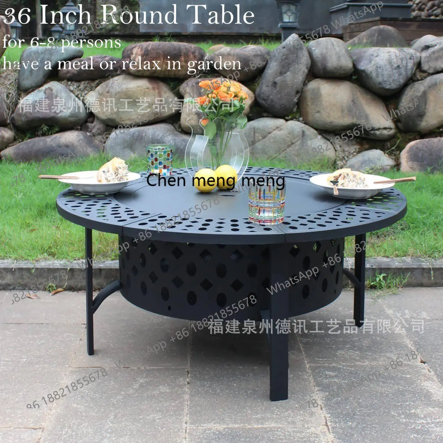 Grelha redonda para jardim ao ar livre, aquecimento, fogão a lenha