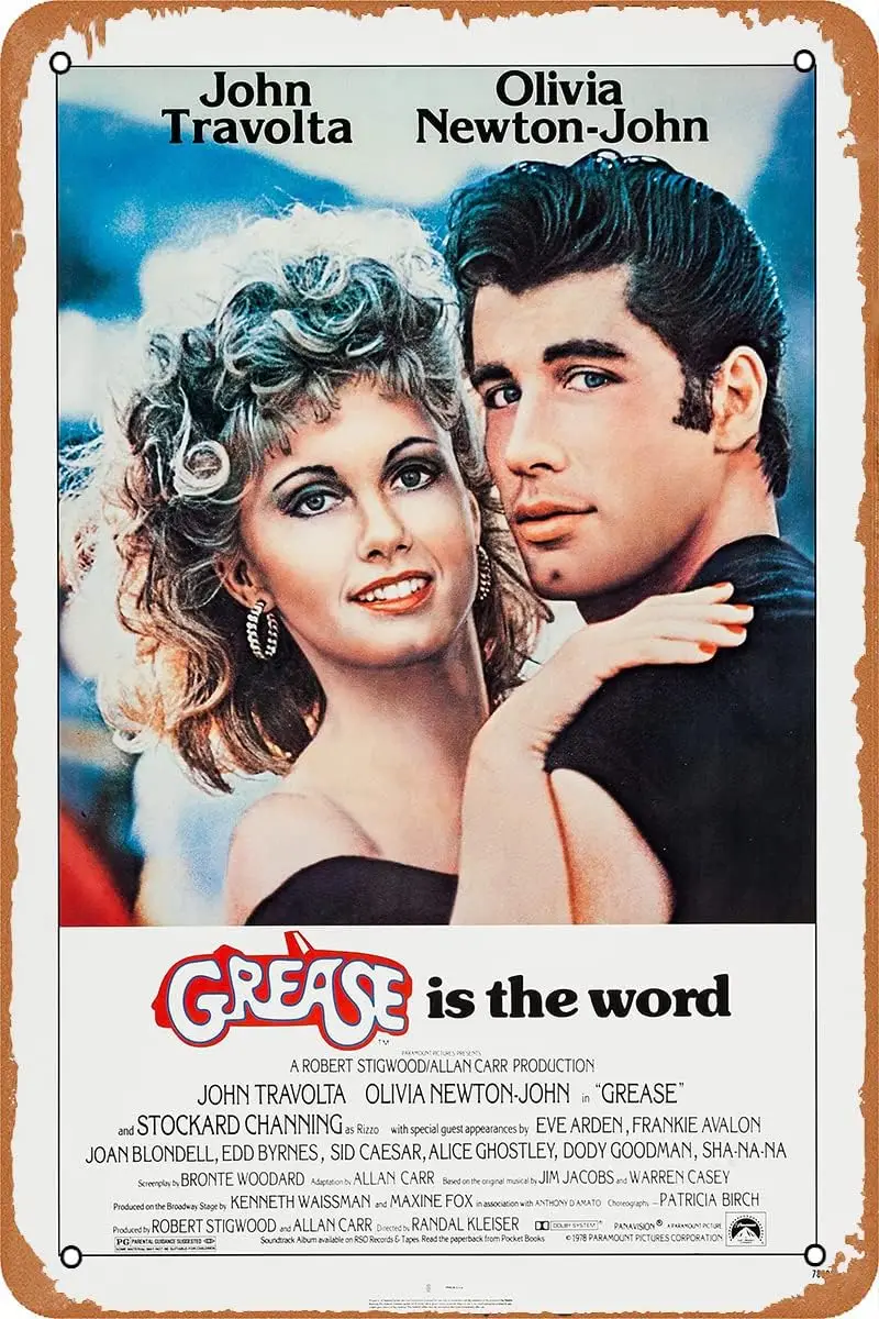 Grease Movie Poster Metal Tin Sign Vintage Wall Decor 8x12 Inch sign