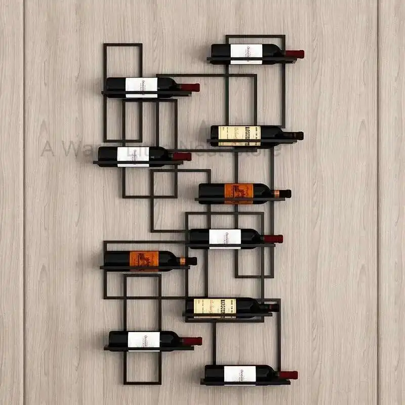 

European Simple Showcase for Shop Horizontal Hanging Display Red Wine Rack Creative Metal Design Display Cabinet for Dining Room