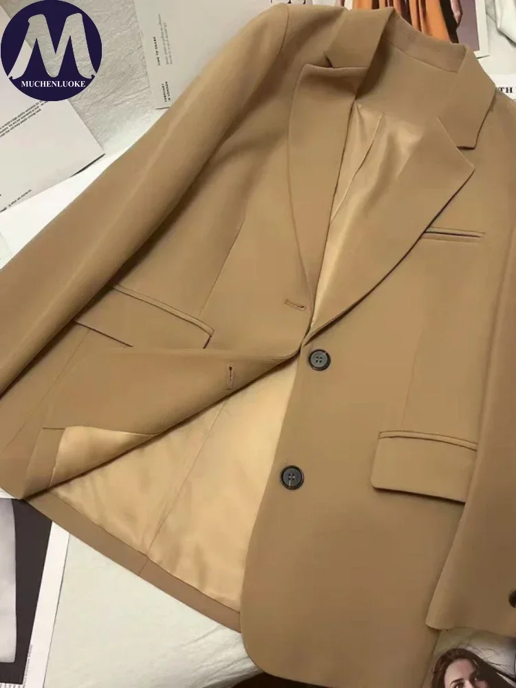 

Single Breasted Blazer for Women Slim Fit Office Monochrome Long Sleeve Leisure Coats Korean Fashion Spring Autumn New