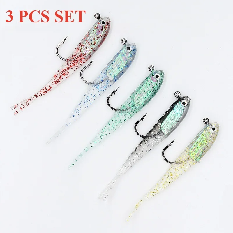 

3 Pcs Set Lure Bionic Soft Bait 7.5CM 6.5g Lead-coated Fishhook Fishing Accessory