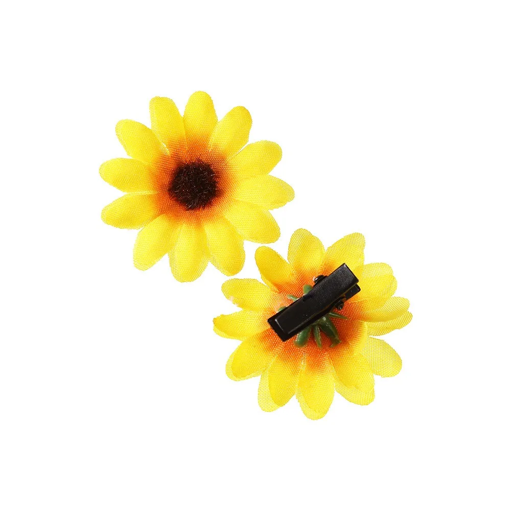 

6pcs/set Cloth Simulation Flower Hair Clips Bohemian Style Korean Style Sunflower Hairpins Side Clips Duckbill Clip