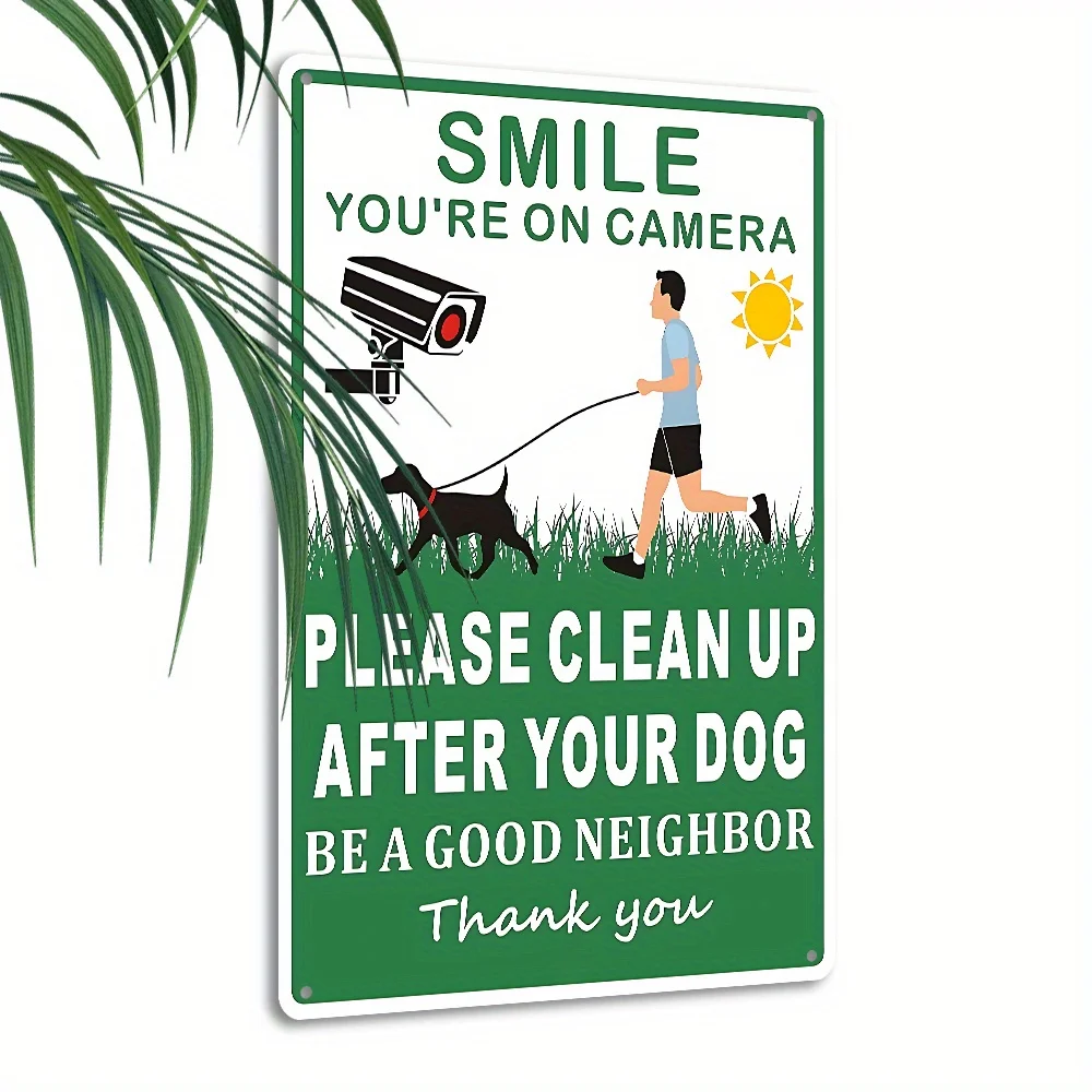 Vintage 2D Aluminum Wall Art 8x12 Waterproof Funny Dog Poop Sign For Park Yard Patio Walkway Pet Area Home Decor Wall Aesthetic