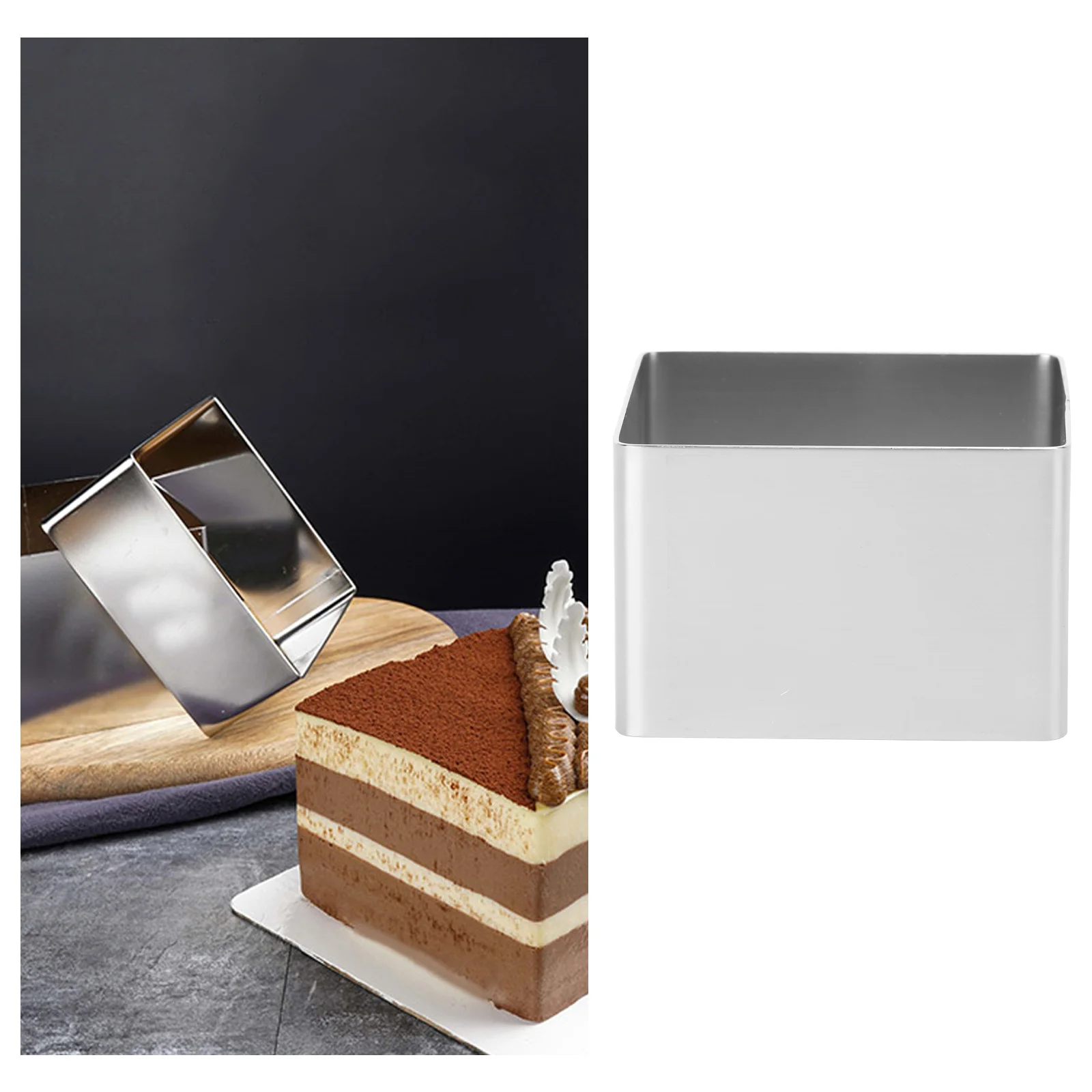 

Stainless Steel Cake Ring 4 Inch Square Mousse Mould Baking Pastry Dessert Diy Tool Oven Safe Reusable Smooth Non Stick