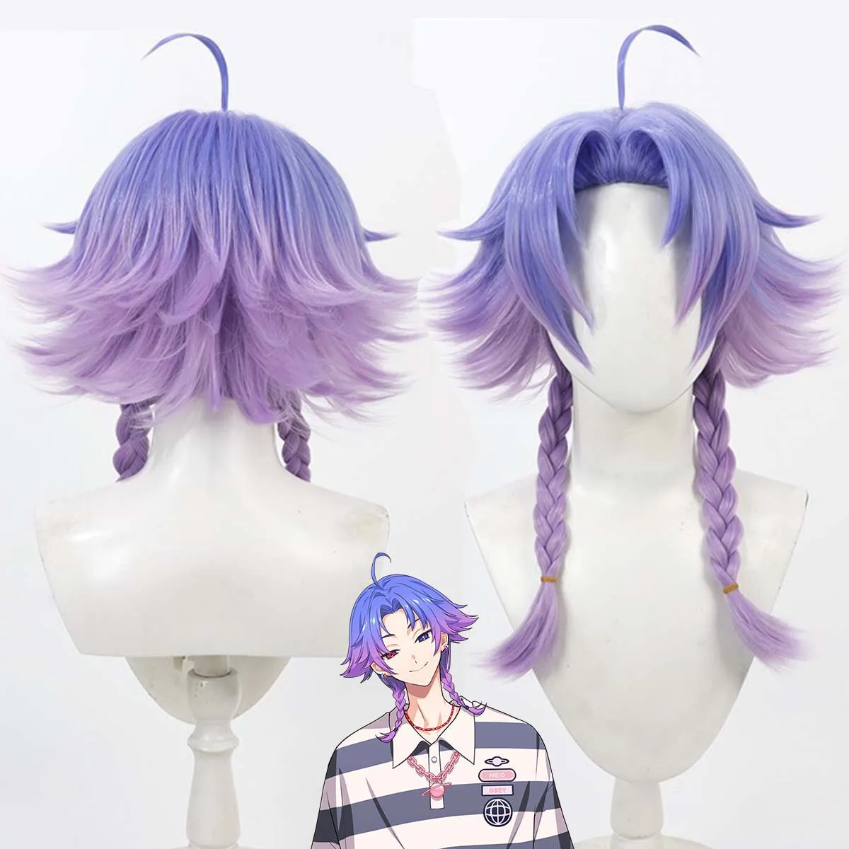 Women Halloween Party Game 18TRIP Yowa Netaro Cosplay Long Purple Gradient Braided Wig