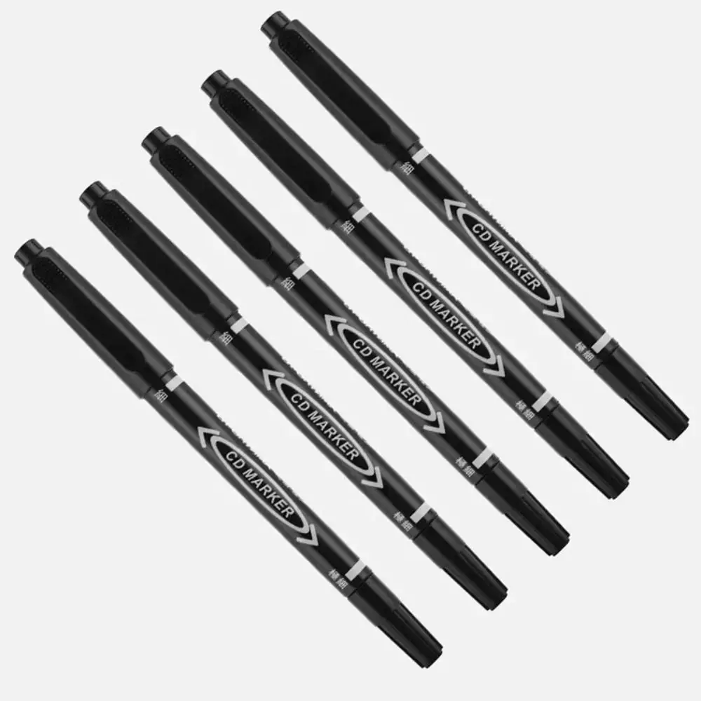 

10Pcs New Oily Waterproof Permanent Marker Fine Thick Point Black Ink Twin Tip Marker Graffiti Drawing Pens School Supplies