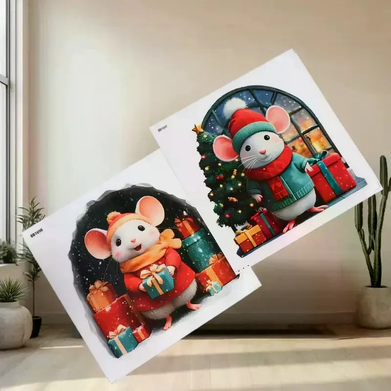 Nette Weihnachten Kleine Maus Loch Wand Aufkleber Weihnachten Dekoration Für Home Noel Navidad Frohe Weihnachten Neue Jahr Zubehör