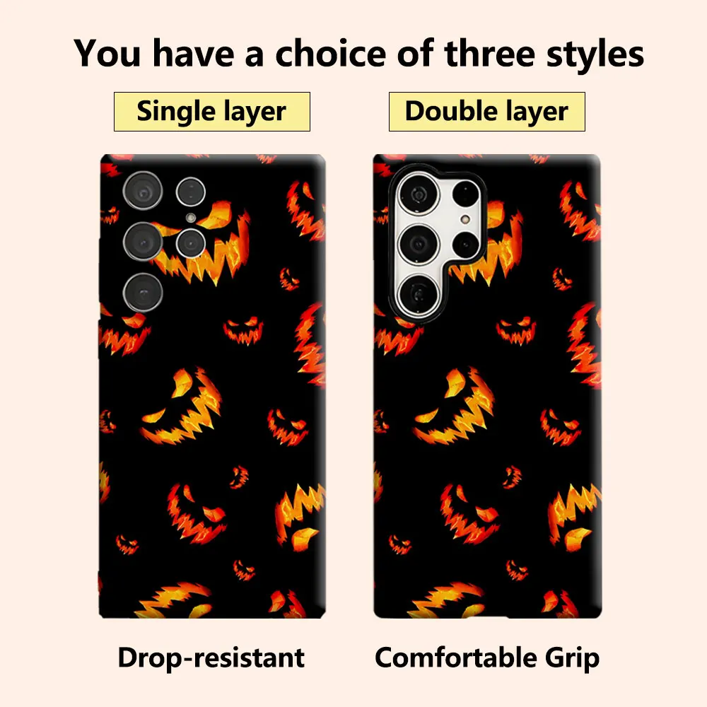 Glow Pumpkin Luxury Fashion Full Lens Protective Case for Samsung Galaxy S26 S25 S24 A56 A36 Plus Ultra