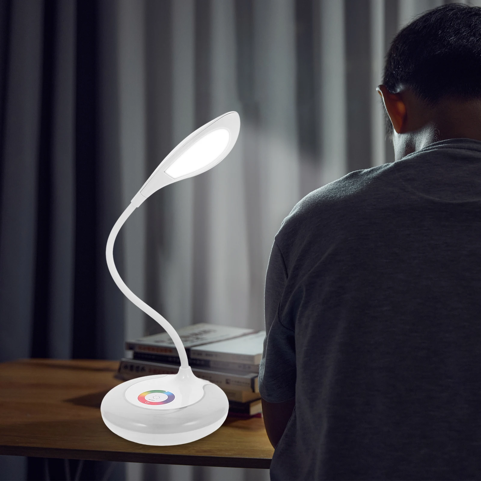 

Small Desk Lamp for Reading LED Book Light ABS Plastic Adjustable Brightness Warm Light RGB Color Bedroom Living