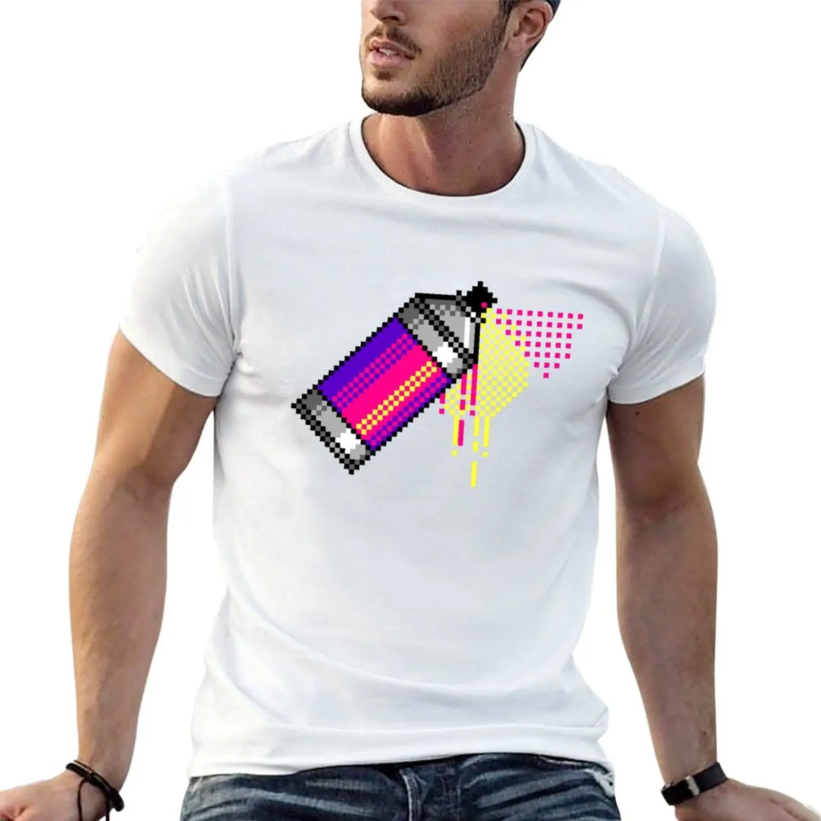 

Spray paint - Pink T-Shirt men t shirt cotton 100% t shirt man plain T-Shirt