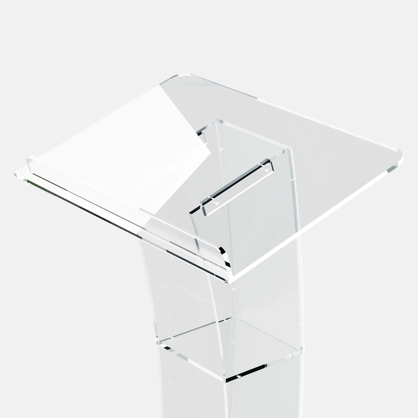 Mobile Detachable Acrylic Transparent Curved Podium for Speeches Opening Ceremonies and Other Occasions Easy Assembly Required