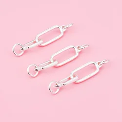S925 Sterling silver chain bracelet Extension chain Handmade diy braided rope lanyard Silver jewelry material Oval double loop