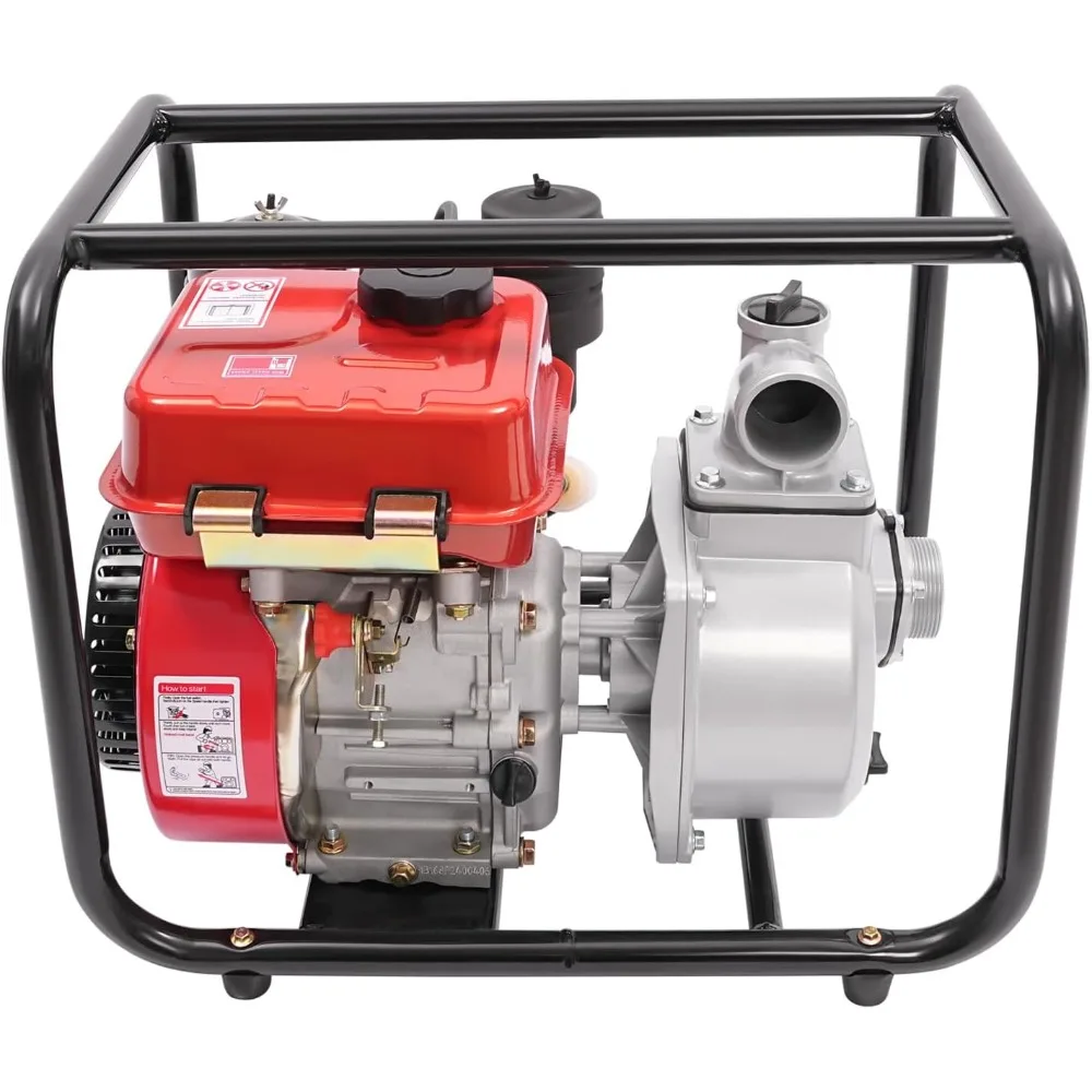 Diesel Engine Water Pump, 2-inch 131.23ft ³/h 85ft Lift, 23ft Suction, 196CC 4-Stroke Portable High Pressure Diesel Powered Tras