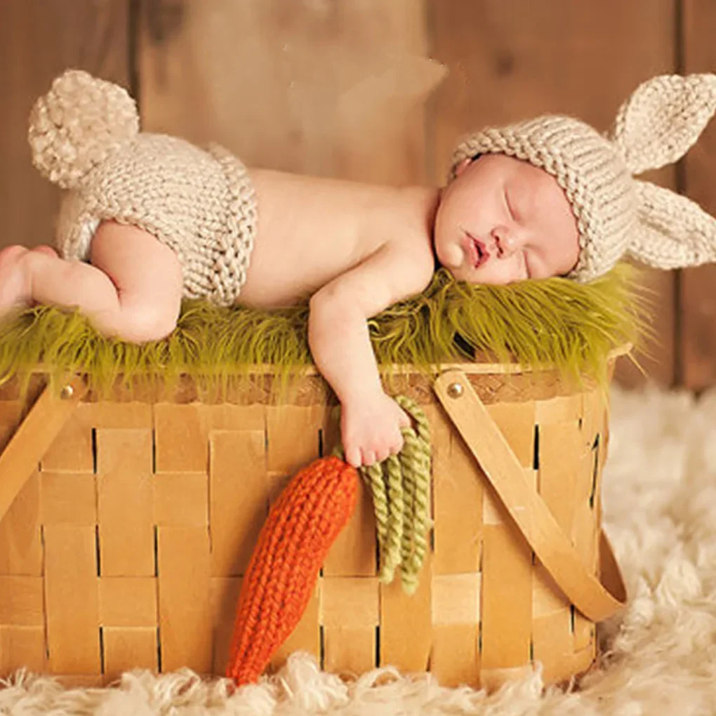 

Newborn Photography Clothes Rabbit Costume Photo Prop Elk Design Baby Infant Knitted Costumes Hat Panties Baby Photo Accessories