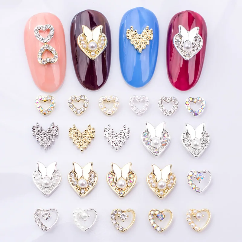 

10PCS/Lot Nail Charms Sparkling Nail Art Charm Alloy Gold Silver Gemstone Flatback Rhinestone Professional Nail Jewelry Parts#15