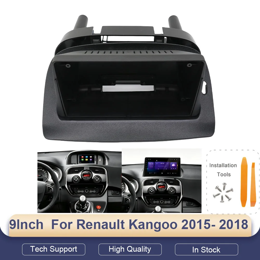 9 Inch 2Din Car Fascia for Renault Kangoo 2015- 2018 Stereo Double Din Car Dvd Frame Install Panel Dash Mount Installation