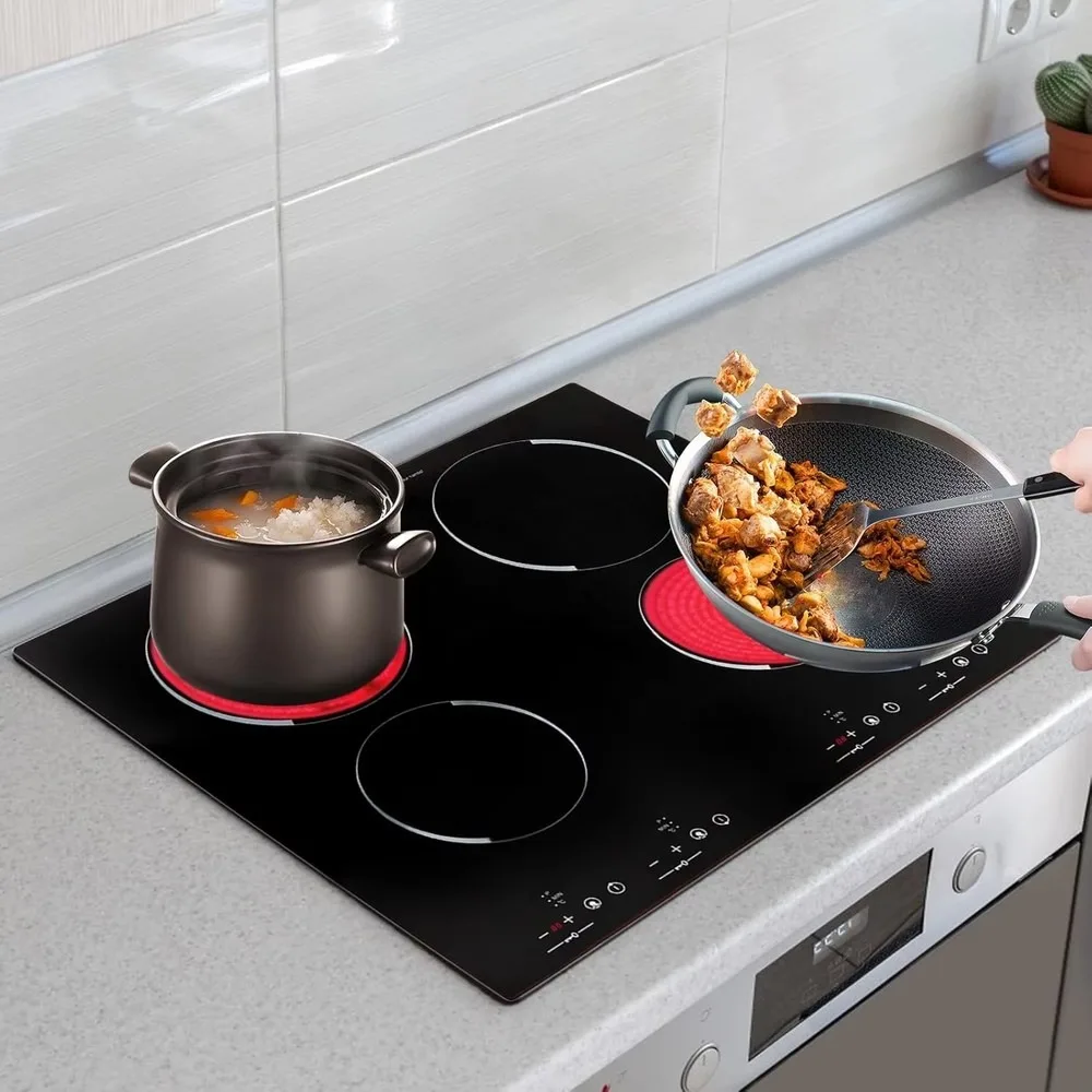 Electric 4-Burner Multi-Cooker Sensor Touch Control Energy Efficient 5000W Stainless Steel Housing for Household Hotel
