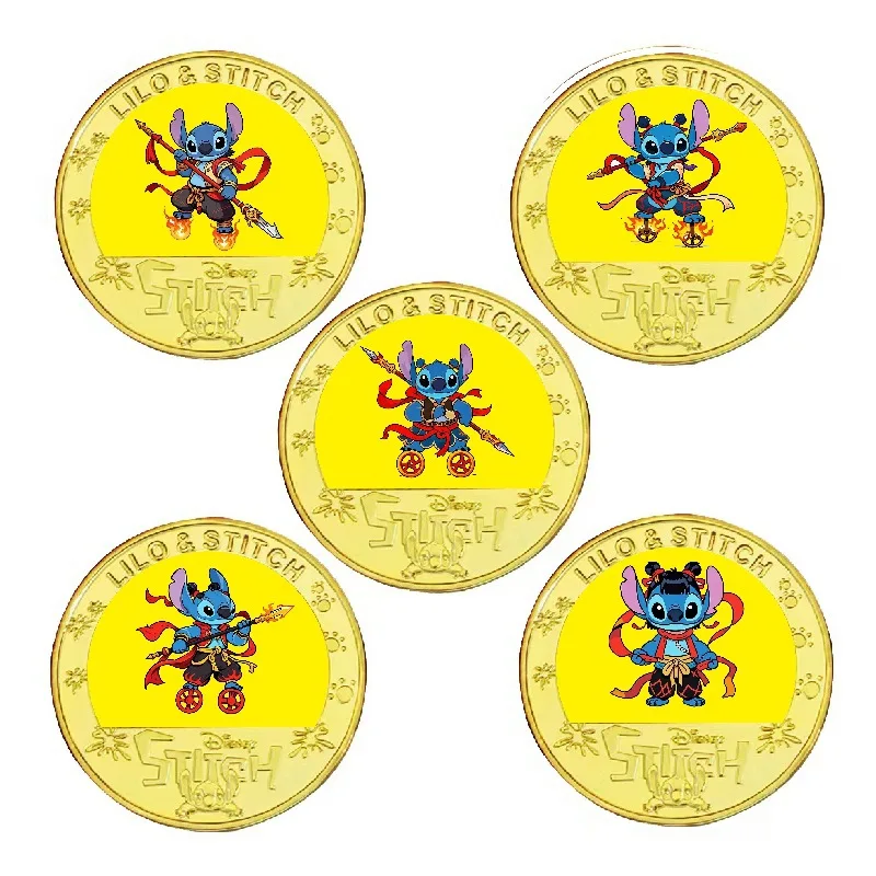 

New arrival Disney Cartoon Lilo & Stitch gold Commemorative Coin Collect Ornaments Anime Figures Stitch Toy Birthday Gifts
