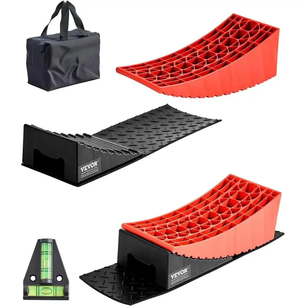 VEVOR Camper Levelers, 2 Pcs RV Leveling Blocks, up to 8818.5lbs Camper Wheel Chocks, Max. 4" Leveling Height Heavy Duty Curved