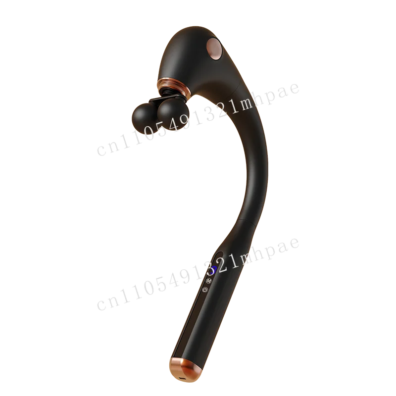 

Rechargeable long handle handheld wireless deep tissue physiotherapy massage gun double head