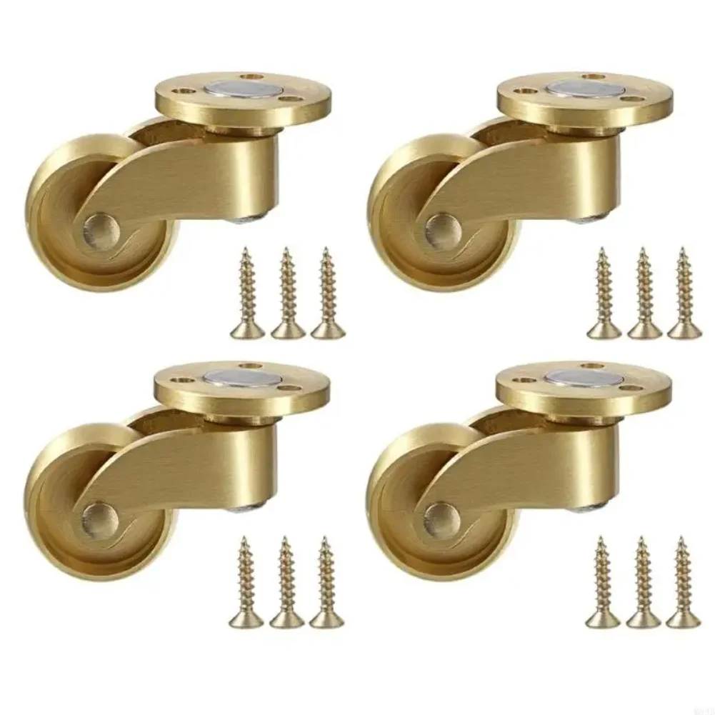 4PCS Brass Swivel Casters Wheel Furniture Roller Chairs Cabinets360 Degree Rotation Sofa Table Chair Cabinet Furniture Casters