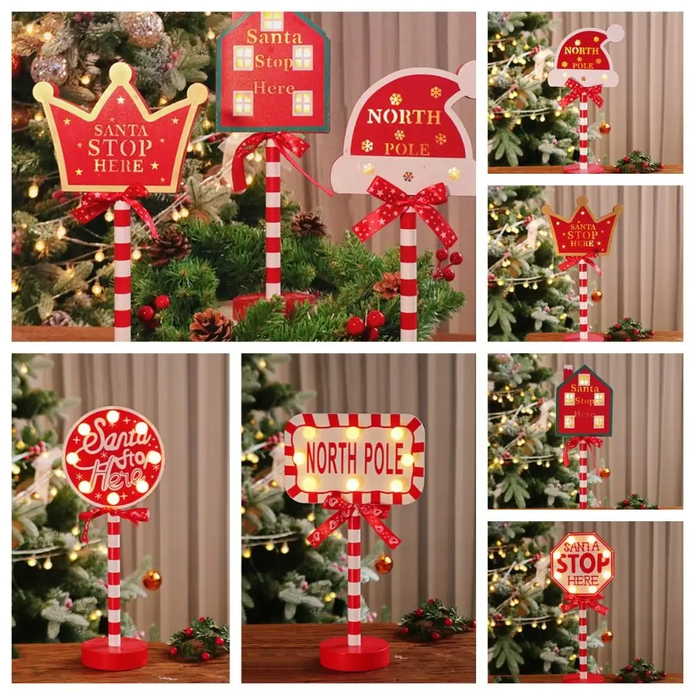 Stop Letter Christmas Road Sign Light Neon Atmosphere Light Christmas Wooden Night Lamp Desktop Colorful Xmas Ornament Light