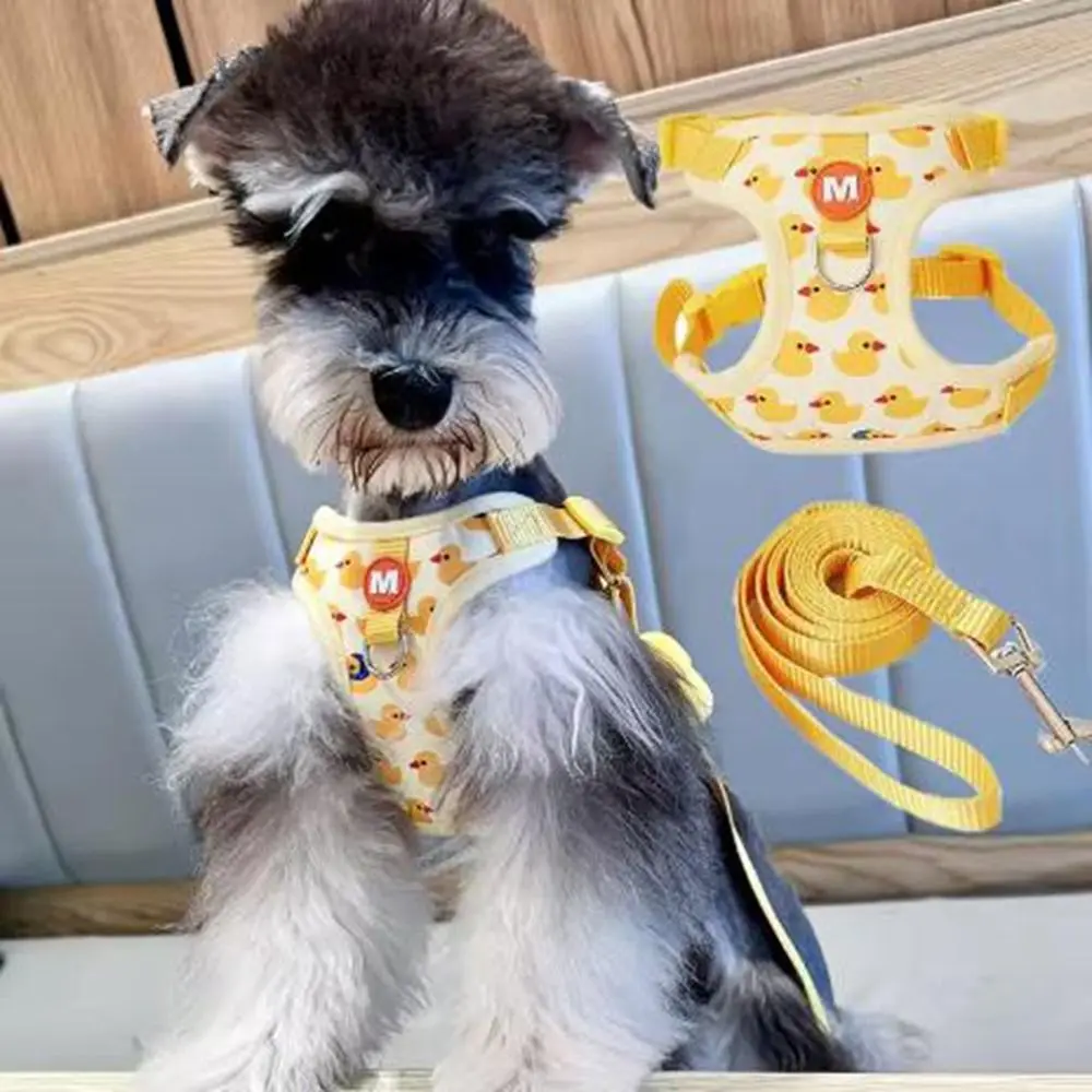Arnés de Nailon para Perro con Diseño de Pato de Dibujos Animados, Estilo Chaleco, Hebilla Ajustable, Amarillo, Correa Antiescape, Transpirable, para Yorkshire