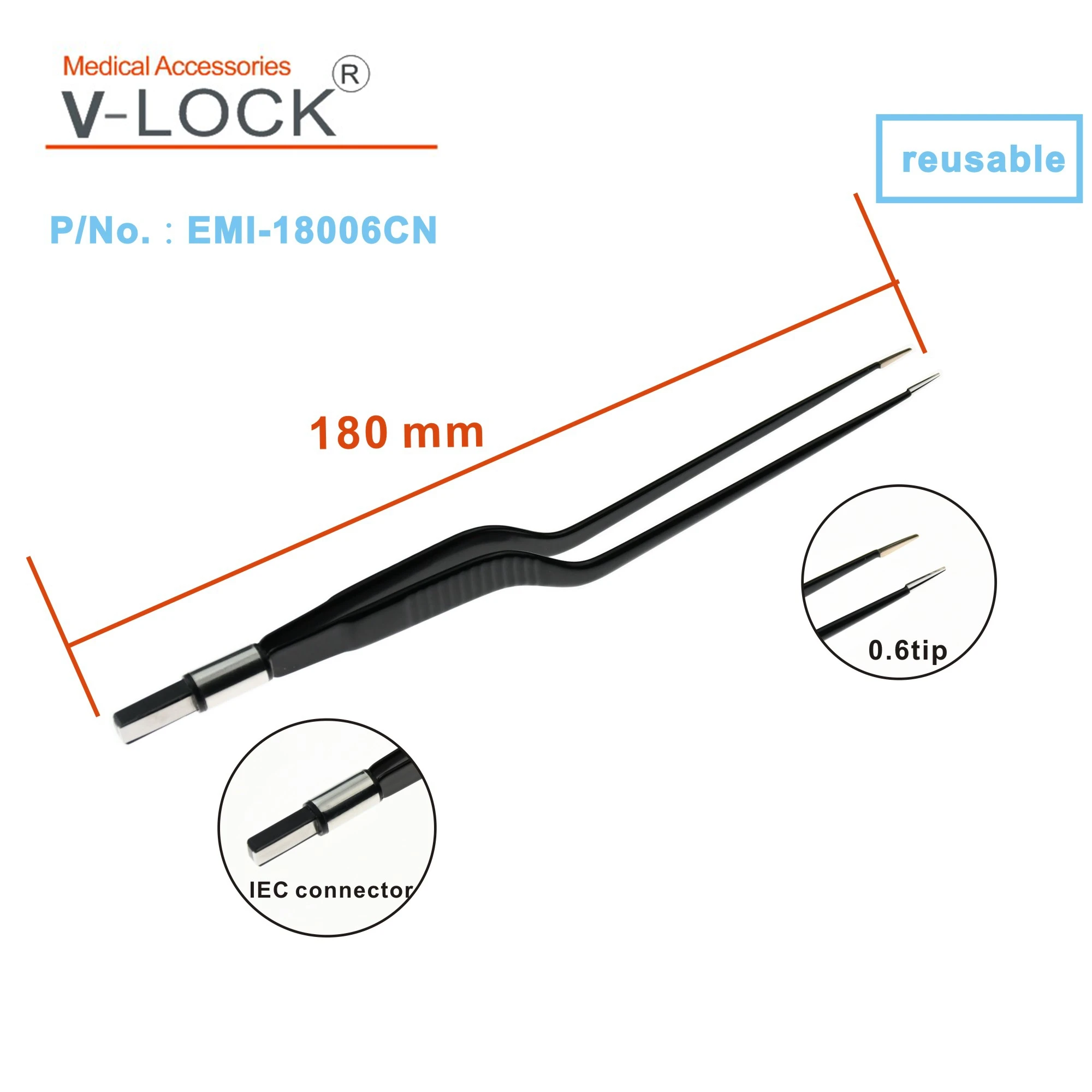 2023 V-LOCK nieprzywierające 150mm 180mm 200mm 220mm 240mm Bagnet koagulacyjny kleszcze bipolarnie kompatybilne z urządzeniem elektrochirurgicznym — zdjęcie 6