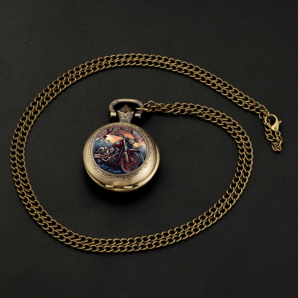 Orologio da tasca da uomo Vintage da moto-orologio classico con collana in acciaio inossidabile con movimento al quarzo, Non impermeabile