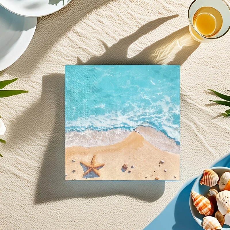 24Pcs Hawaiian Ocean Beach Paper Napkins, Summer Decor for Wedding Holiday Party
