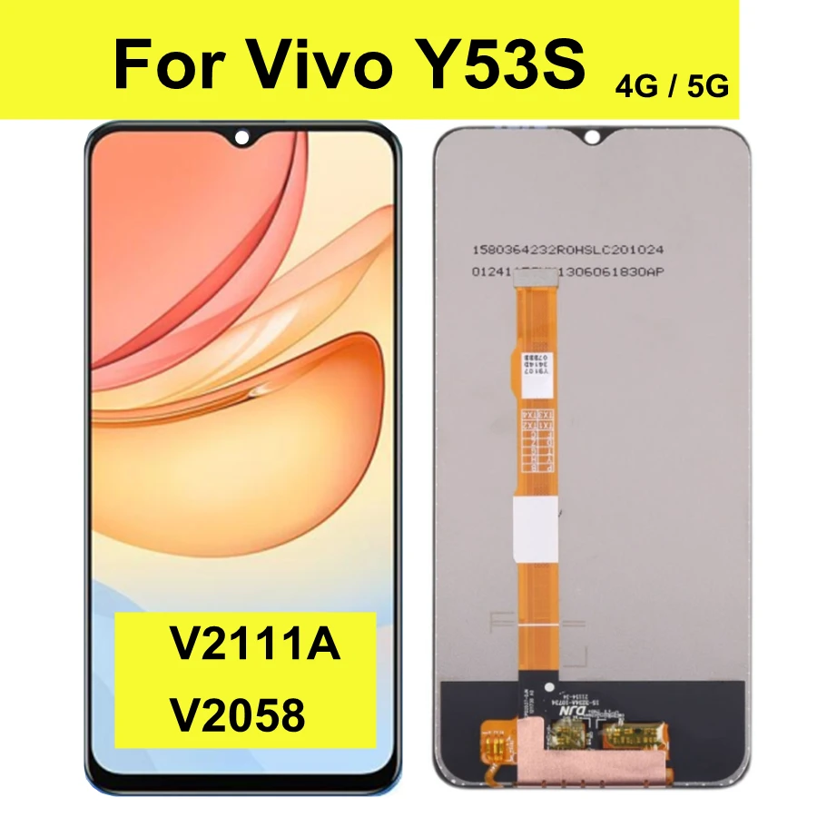 

6.58" For VIVO Y53S V2111A V2058 4G 5G LCD Display Touch Screen Digitizer Assembly Repacement for Vivo Y53S LCD