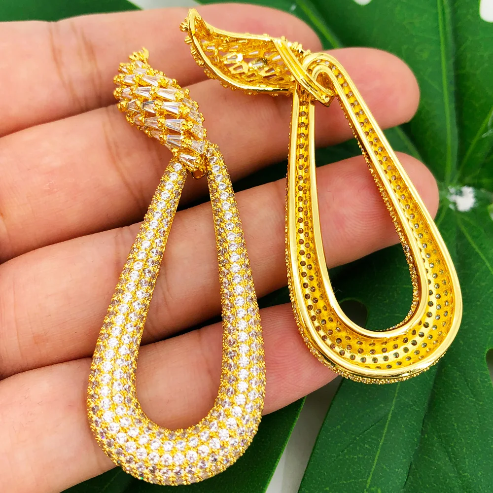

Missvikki 2025 New Luxury Trendy Shiny Long Drop Earrings Cubic Zircon Earrings For Women Drop Earrings Brincos Fashion Jewelry