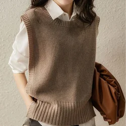 2024 Spring and Autumn New Short Slim V-neck Loose Office Lady Sweater Tank Top  Style Fashion Casual Solid Women's Vest