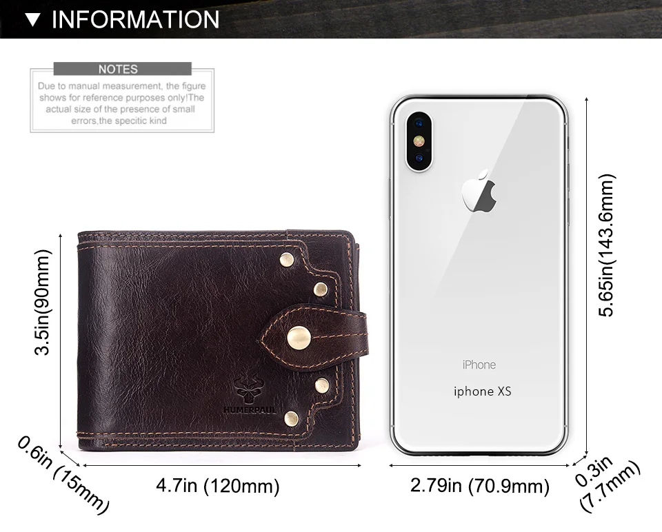 HUMERPAUL Luxuriöses 100 % echtes Leder-Geldbörse für Herren, schmal, minimalistisch, langlebig, mit Geldbörse, Münzfach, blockierendes Kreditkartenetui – Detail 2