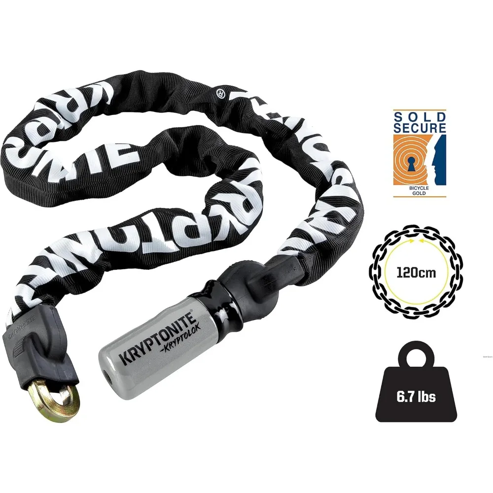 قفل سلسلة دراجات فولاذي عالي التحمل بطول 4 أقدام بطول 9 مم مع حماية آمنة ضد السرقة باللون الذهبي