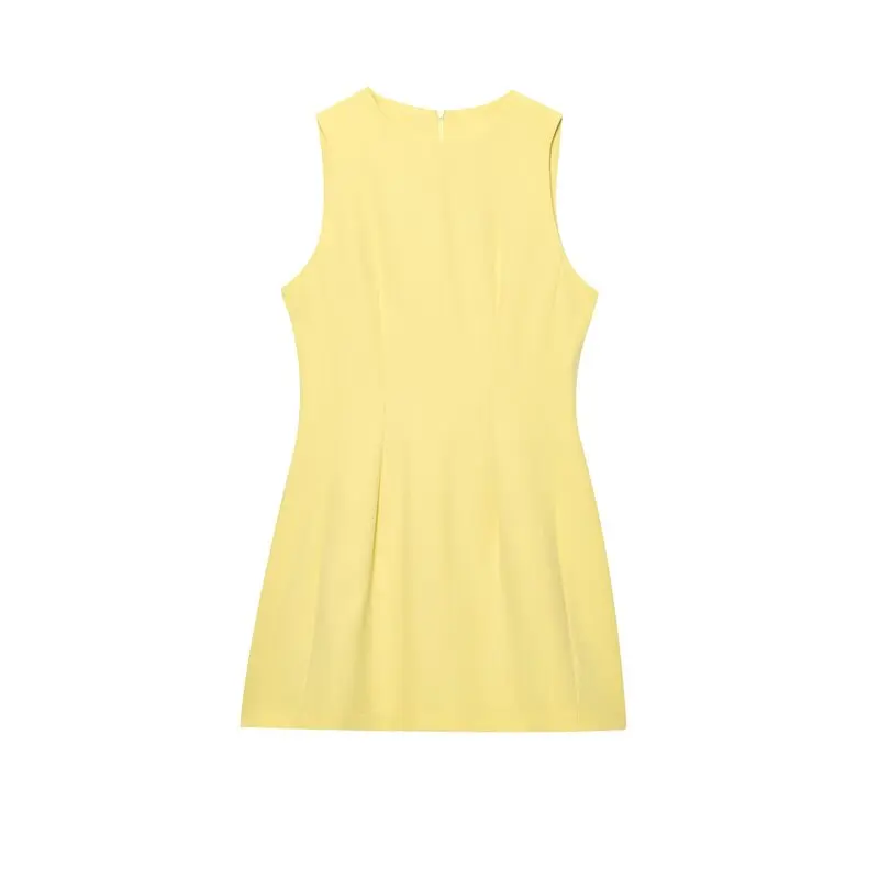Summer New Arrival Women's Faion Slim Fit Fluffy round Ne Svel ort Dr Versatile High Waist Cotton Blend Dr