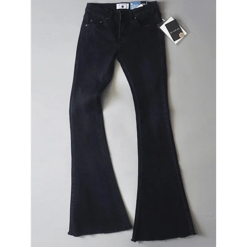 Retro-Jeans mit niedriger Taille, blau, für Damen, 2023, figurbetont, ausgestellte Hose, Damen, Basic, Slim Fit, Sommer, Straße, lässige Jeans für Damen